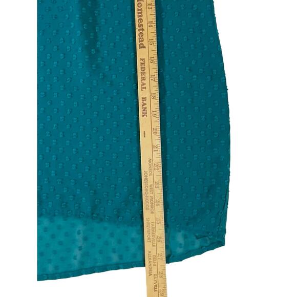 Matilda Jane Sheer Blouse Top Size Small Teal Green Swiss Dot Notch Neck READ - Picture 9 of 9